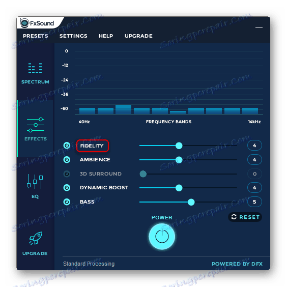 Parametr ostrosti v nástroji FxSound Enhancer
