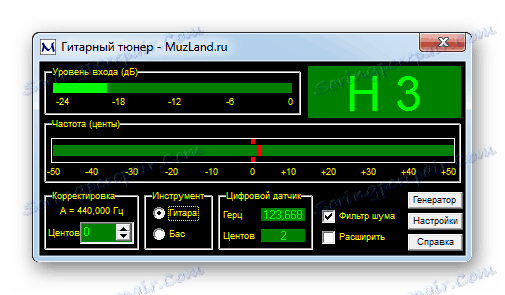 Nastavitev glasbenih instrumentov z mikrofonom v Guitar Tunerju iz Muzlanda
