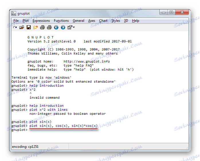 دخول وظيفة حسابية من خلال سطر الأوامر في Gnuplot