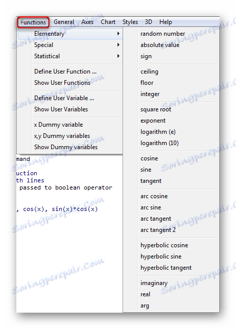 عدد ضخم من وظائف الرياضيات المضمنة في Gnuplot