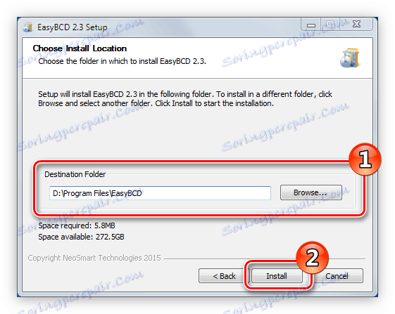 Изберете папка, за да инсталирате програмата easybcd