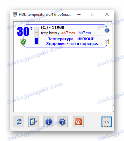 Glavni izbornik programa Temperatura HDD-a