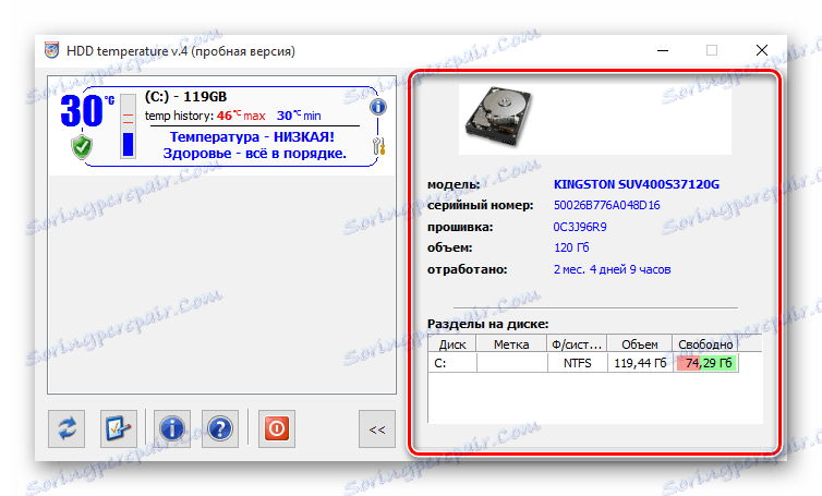 Informácie o pevnom disku v softvérovej HDD teplote