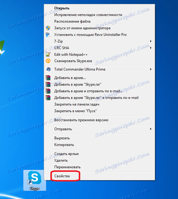 Přejděte na vlastnosti skriptu Skype