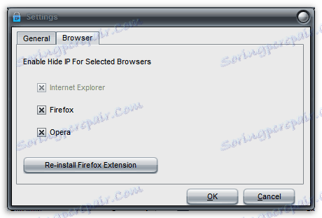 Конфигурирайте работата за различни браузъри в Hide IP Easy