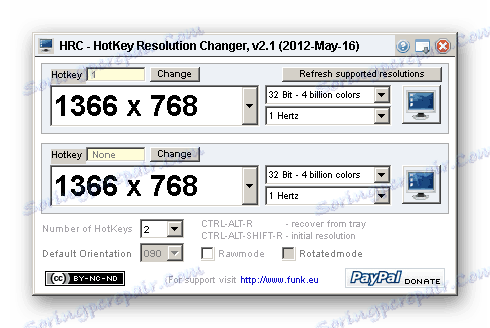 رابط کاربری نرم افزار HotKey Resolution Changer
