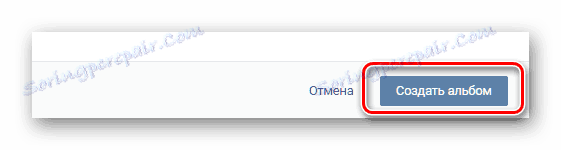 Potrditev ustvarjanja novega albuma za fotografije VKontakte
