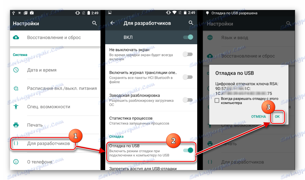 Android vključuje razhroščevanje prek USB-ja