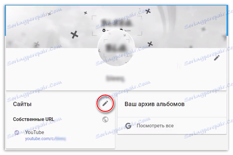 ikona ceruzky vo vašom profile Google+ v sekcii Stránky