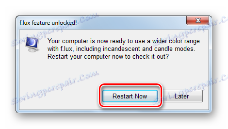 Restartujte počítač po instalaci programu F.lux v systému Windows 7