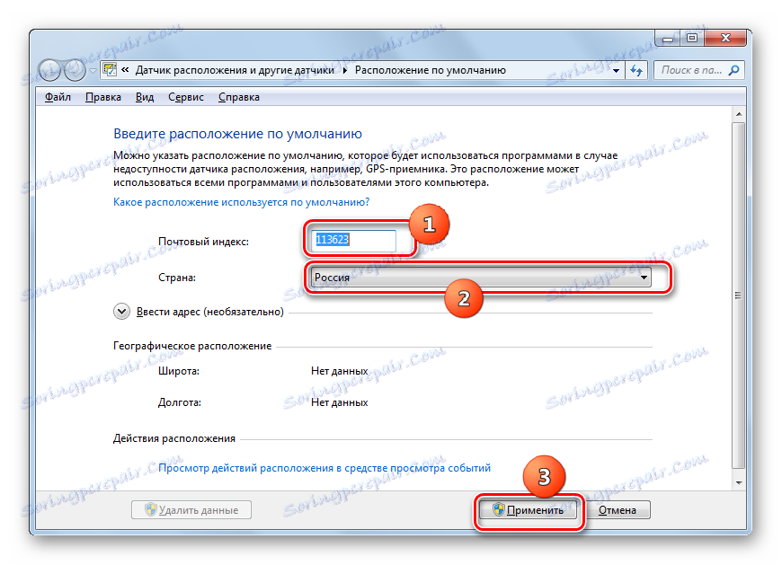 Zavedení výchozích údajů o poloze v systému Windows 7