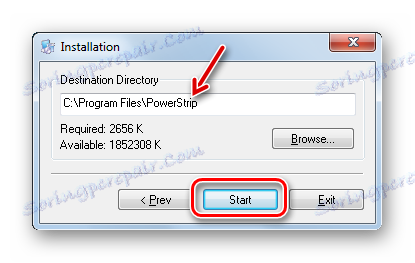 دليل تثبيت التطبيق في نافذة تثبيت PowerStrip في Windows 7