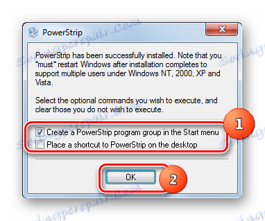قم بتعيين دقة الرموز في التطبيقات في قائمة Start (ابدأ) وعلى سطح المكتب في إطار تثبيت PowerStrip في Windows 7