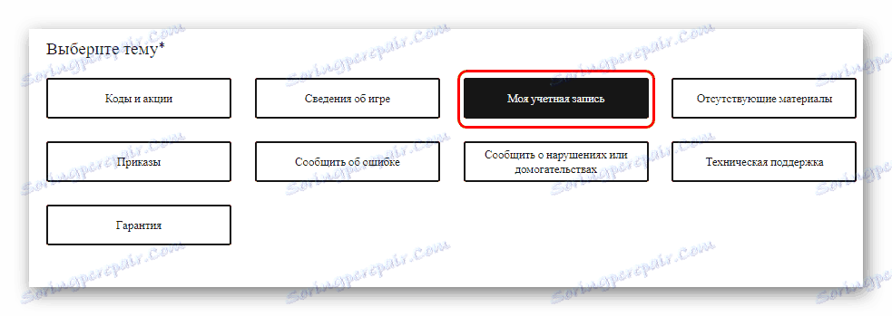 Izbira teme za stik tehnične podpore za EA