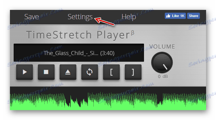 Přejděte na nastavení programu TimeStretch Audio Player