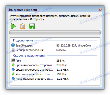 Kontrola rychlosti internetu a pingu v systému NetWorx