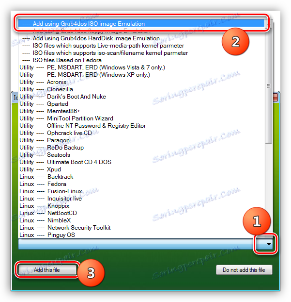 Избиране на Импортиране на ISO изображение на товарач на Grub4dos за изображение на Windows XP в Xboot