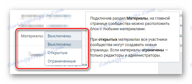 Aktivujte sekciu materiálov v časti Správa komunity na stránke VK