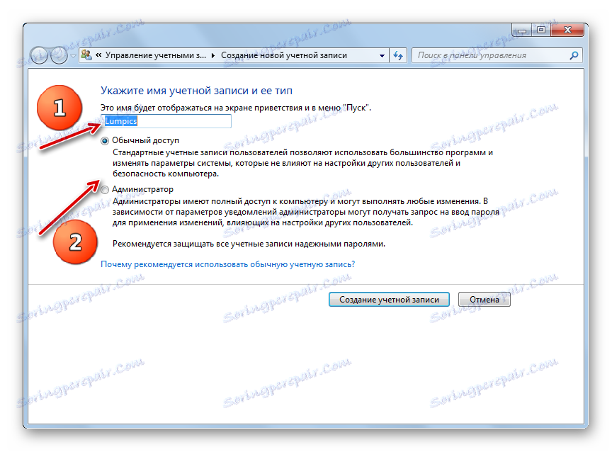 Nastavitev nastavitev računa v sistemu Windows 7