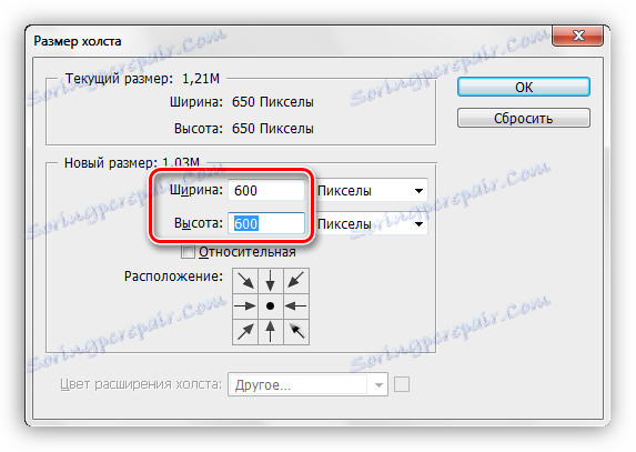 Nastavení velikosti plátna na původní hodnoty při vytváření vlastního vzoru ve Photoshopu