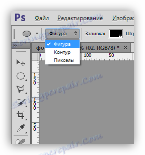 Nastavení výřezu nástroje Ellipse ve tvaru tvaru při zdobení fotografie ve Photoshopu
