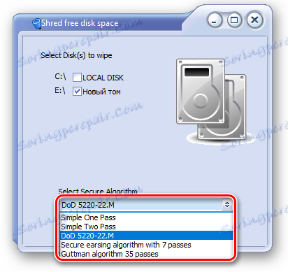 Výber algoritmu na mashing v File Shredder
