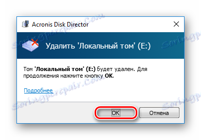 Potvrďte odstranění v aplikaci Acronis Disk Director 12