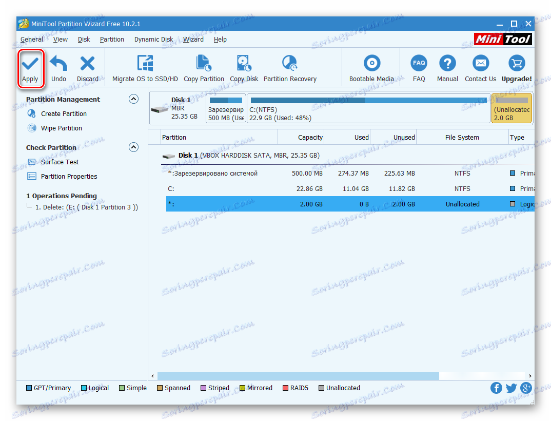 Použití nastavení průvodce MiniTool Partition Wizard