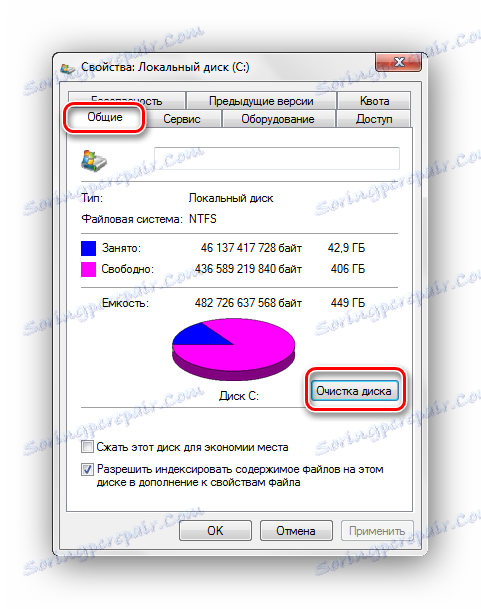 Местни дискови свойства, общо почистване на диска Windows 7