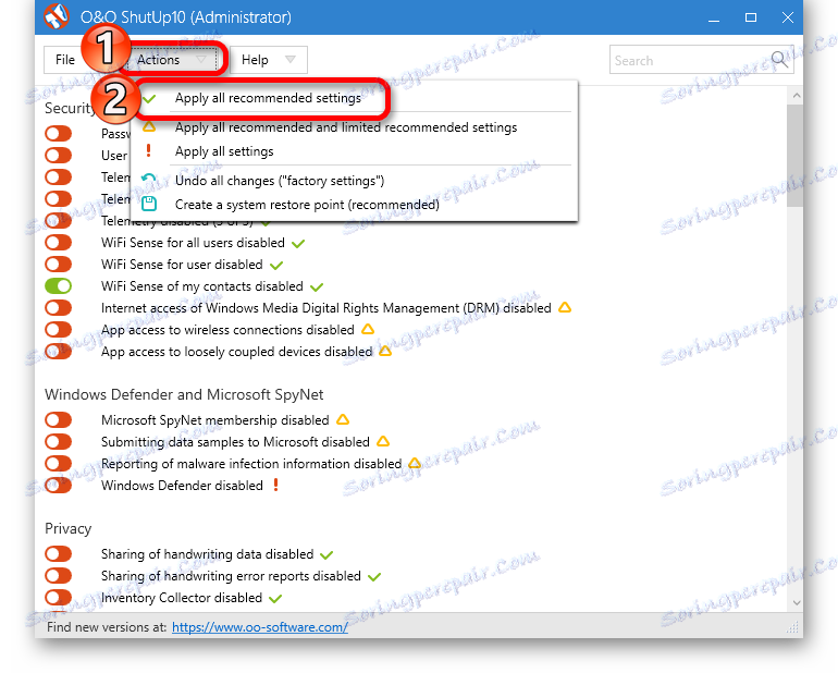 Използване на OOShutUp10 за деактивиране на проследяването в Windows 10