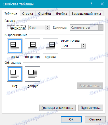 tabela (parametri) v Wordu