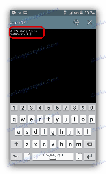 Príkaz na prepnutie do režimu superuser v termináli emulátora