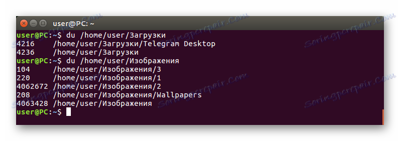 izvajanje ukaza du z mapo