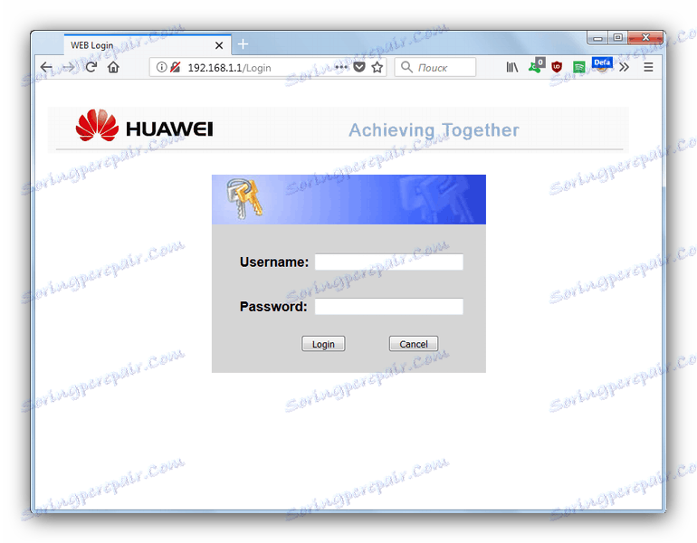صفحة تسجيل الدخول في واجهة الويب الخاصة بالموجه في Mozilla Firefox