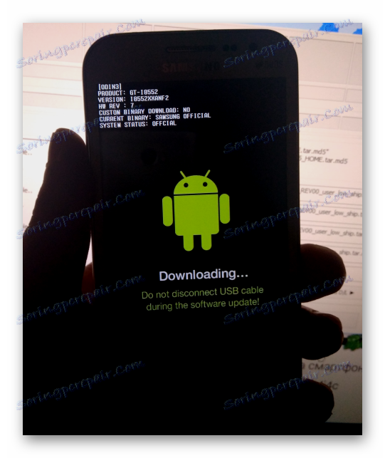 Samsung GT-i8552 Galaxy Win ekran w trybie oprogramowania układowego za pośrednictwem Odin