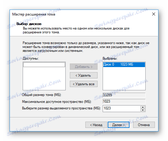Izbira diska za razširitev glasnosti Windows v programu VrtiualBox