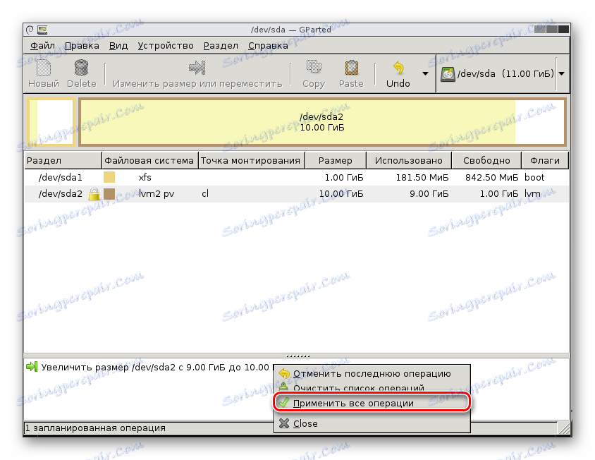Uporaba načrtovane operacije GParted Live v VirtualBox