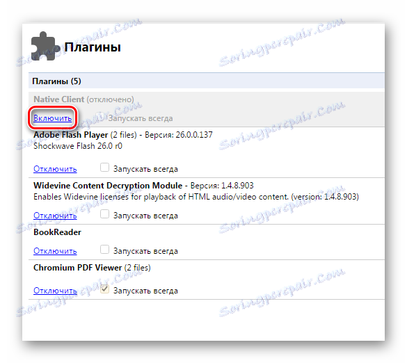 Povoliť modul Yandex.Browser