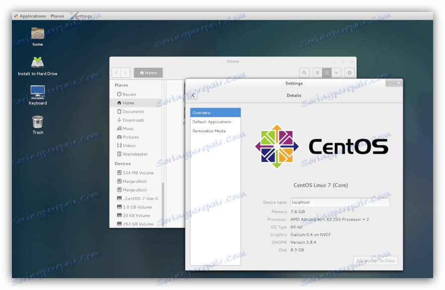 скріншот робочого столу centos