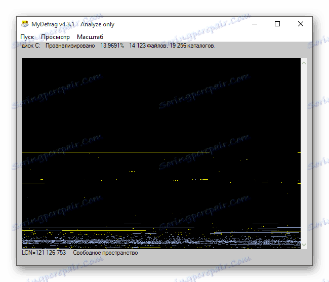 Процесът на анализиране на MyDefrag в Windows 10