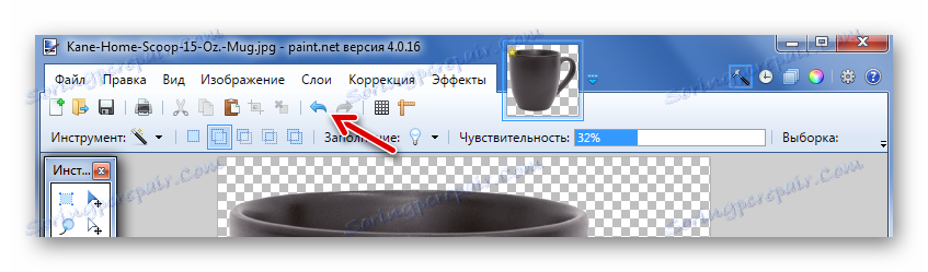 V aplikaci Paint.NET zrušte akci