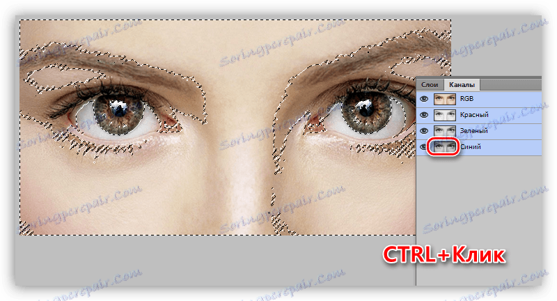 Naloži modri kanal na izbranem območju v Photoshopu