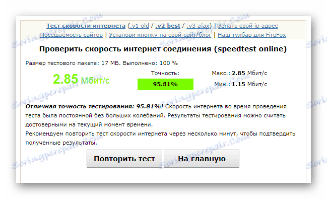 Перевірка швидкості інтернету speed.yoip.ru