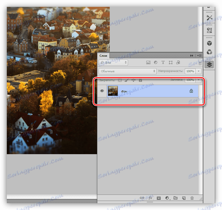 Výsledek vyplnění vrstvy pozadí s obrazem při malování pozadí ve Photoshopu