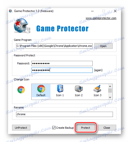 Potvrzení všeho zadaného v Game Protector