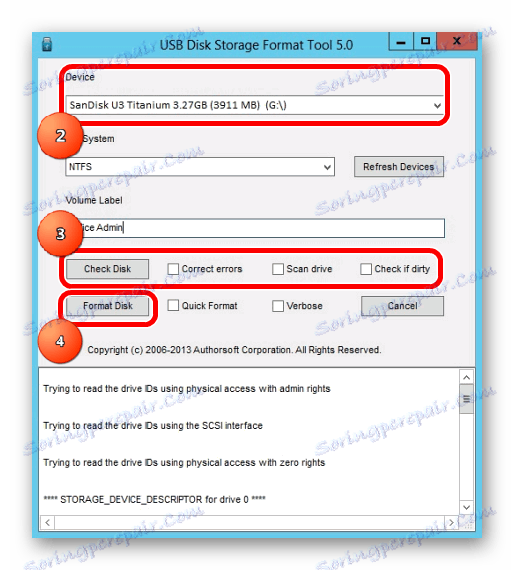 програма за прозорец USB Disk Format Tool