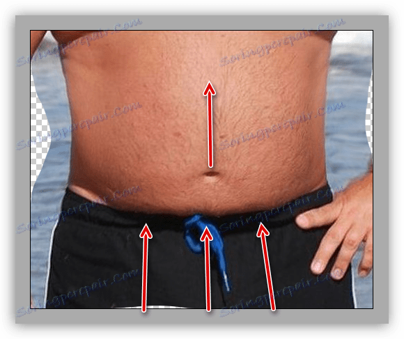Odprava previsa trebuha nad pasom Deformacija plugina Plastika v Photoshopu