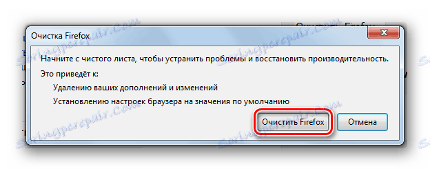 Przenoszenie w celu wyczyszczenia przeglądarki w oknie dialogowym przeglądarki Mozilla Firefox w systemie Windows 7