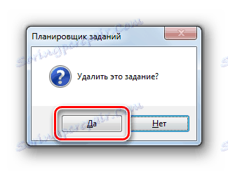 Подтверждение удаления задачи в диалоговом окне Планировщика заданий в Windows 7