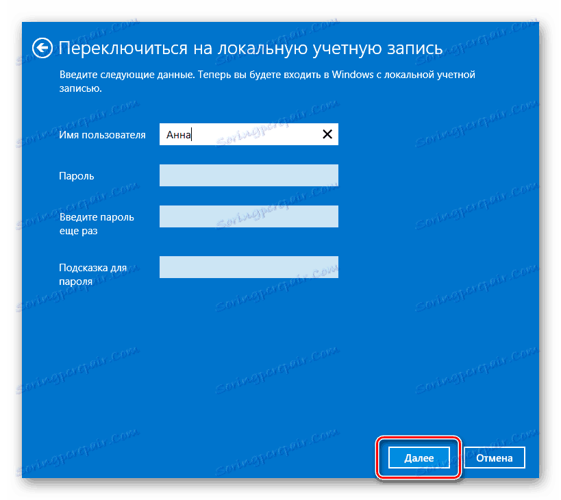 Preklopite na lokalni račun Windows 8